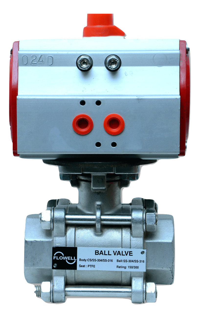 Actuated Ball valve 3 piece screwed